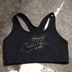 Nike black foil gold sports bra